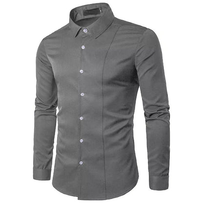 Mens Casual Formal Shirts Slim Fit Shirt Top Long Sleeve PS 29