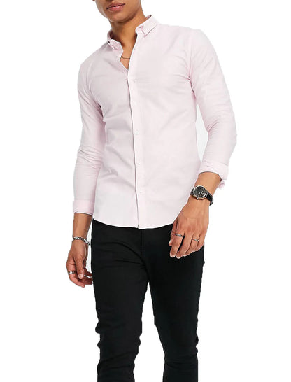 Mens Button Down Modern Slim Fit Shirts Long Sleeve Casual Formal Shirt RH12