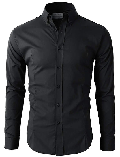 Men's Casual Shirt Button Down Slim Fit Long Sleeve Formal Shirts PS 24