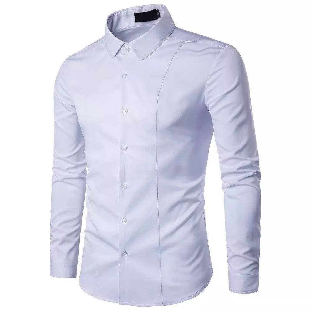 Mens Casual Formal Shirts Slim Fit Shirt Top Long Sleeve PS 29