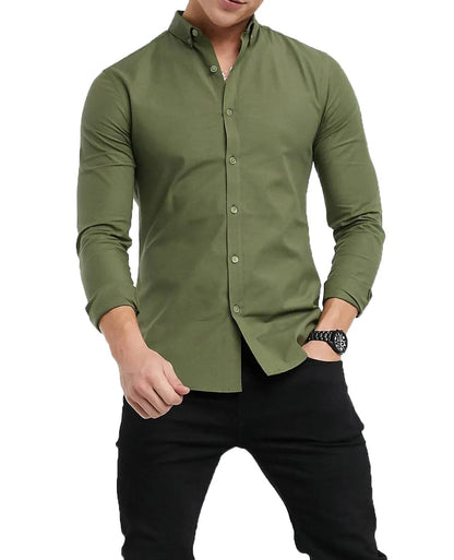 Mens Button Down Modern Slim Fit Shirts Long Sleeve Casual Formal Shirt RH12