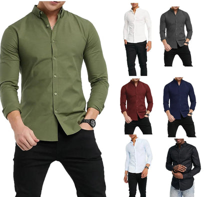 Mens Button Down Modern Slim Fit Shirts Long Sleeve Casual Formal Shirt RH12