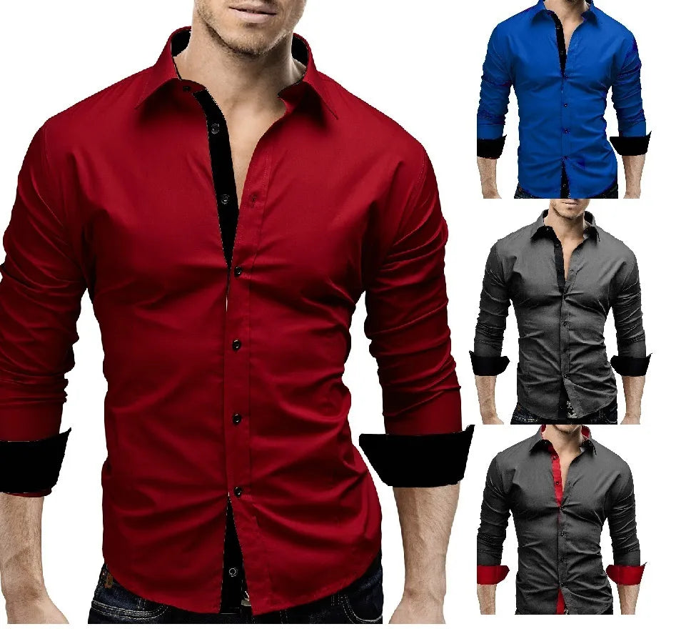 New Mens Casual Formal Shirts Slim Fit Shirt Top Long Sleeve  PS 08