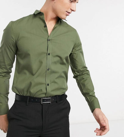 Men's Shirt Modern Slim Fit Shirts Long Sleeve Casual Formal RH13